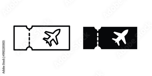 Plane Ticket icon Flat and linear stroke vector design isolated illustration.