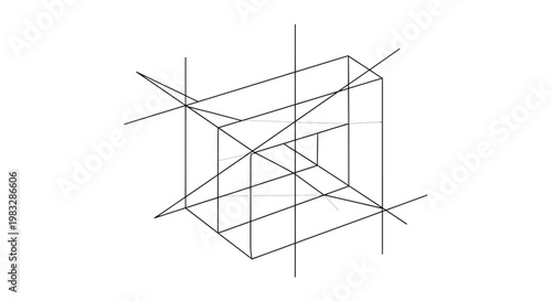 Wireframe of a 3D geometric shape.