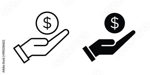 Price icon Flat and linear stroke vector design isolated illustration.