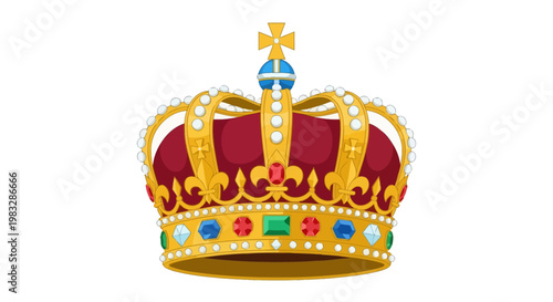 Golden Crown with Precious Stones Jewelry.