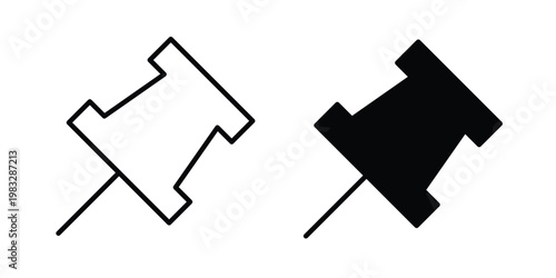 Push pin icon Flat and linear stroke vector design isolated illustration.