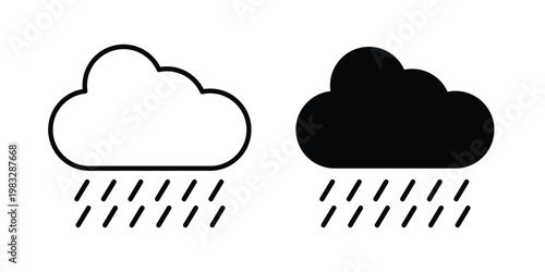 Rain icon Flat and linear stroke vector design isolated illustration.