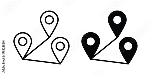 Route icon Flat and linear stroke vector design isolated illustration.