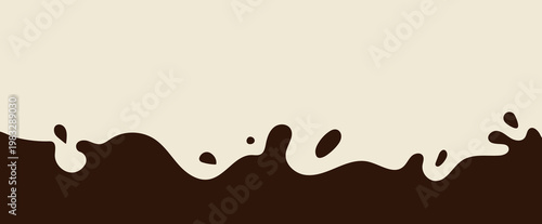 Dark chocolate splash or liquid wave as a bottom border, footer for webpage