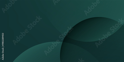 A dark green background with smooth, overlapping circles. The background is green with a gradient texture, creating a modern, abstract style. Minimal abstract circles vector gradient background