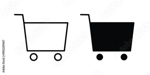 Shopping basket icon Flat and linear stroke vector design isolated illustration.