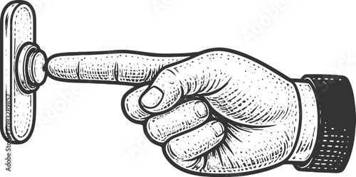 Vintage Engraving of a Pressing Hand – Detailed Black and White Illustration