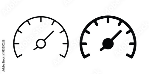 Speedometer icon Flat and linear stroke vector design isolated illustration.