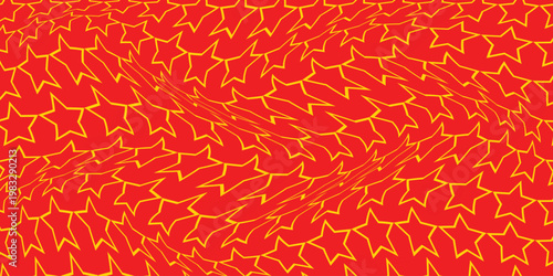 simple yellow outline star wave pattern on red for banner poster background.