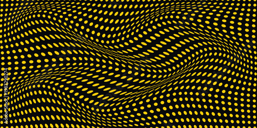 simple yellow polka dot wave pattern on dark for banner poster background.