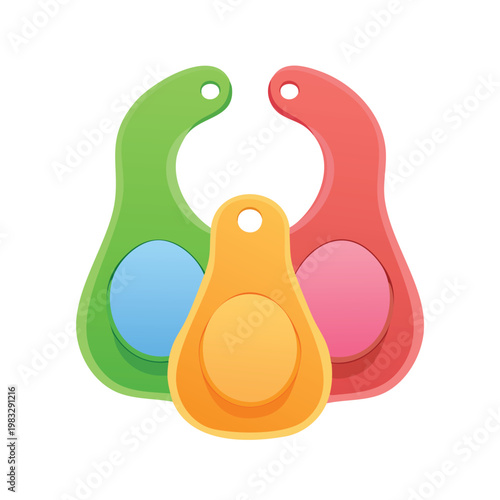 Colorful baby bibs in various shades for infant feeding and childcare