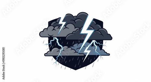 Dark clouds unleashing rain and lightning, creating a stormy atmosphere