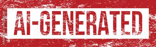 A grunge textured red stamp with white letters reads 'AI GENERATED' indicating artificial intelligence creation.