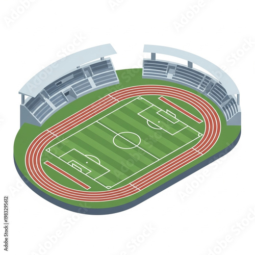 Stadium with Soccer Field and Running Track.