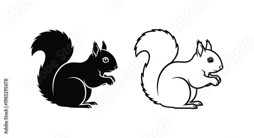 Cute Cartoon Squirrels Design Vector Art Vector
