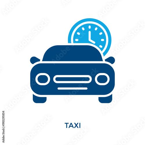 Taxi Icon Dual Tone Style. Vector Illustration For Graphic Design