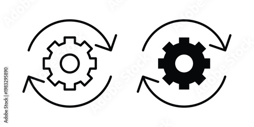 Workflow icon Flat and linear stroke vector design isolated illustration.