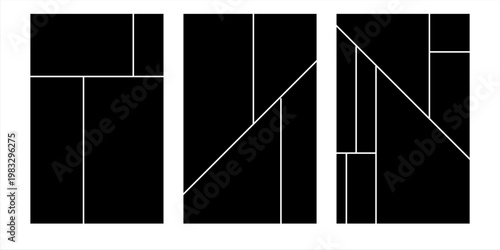 Image collage layout template. Beige mosaic mood board grid collection. Picture frame set. Photo album idea for banner, poster, comic page, flyer, brochure, booklet, memory wall design. Vector pack