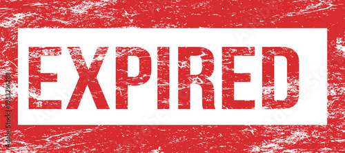 A grunge textured red stamp displays the word 'EXPIRED' in strong white capital letters.