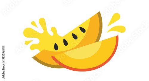 Juicy Sliced Melon Fruit Pieces.