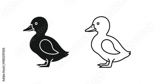Black and White Ducks Vector Art Design Vector
