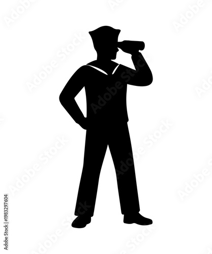 Sailor silhouette searching with monocular telescope