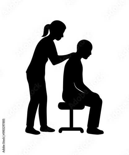 Therapist giving patient a shoulder massage treatment