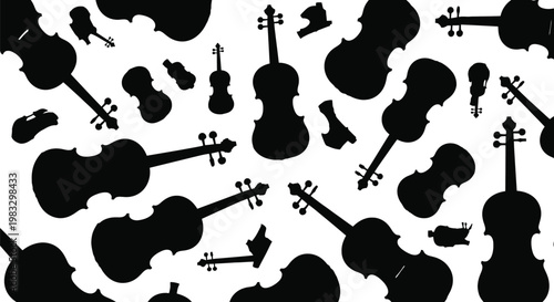 Violin silhouette pattern a musical arrangement of string instruments