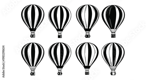 Vintage hot air balloons illustration a collection of striped airships