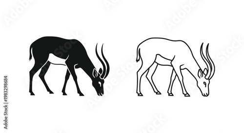 Antelope vs Wildebeest: Grazing Animal Comparison Vector