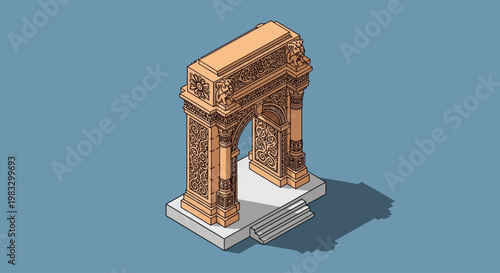 Detailed 3D Arch Monument Structure Model.