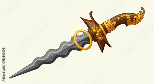 Ornate dagger with gold handle.
