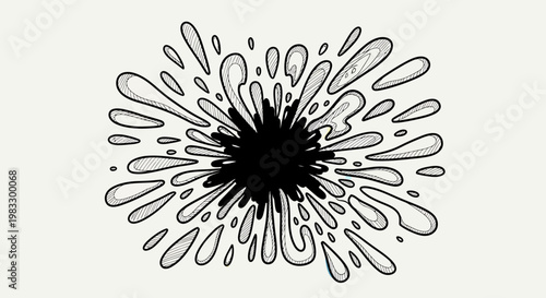 Black Ink Splatter Art Design Element.