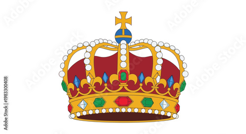 Colorful crown with jewels and cross.