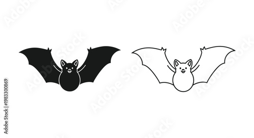Black and White Bat Silhouette Vector Art Design Vector