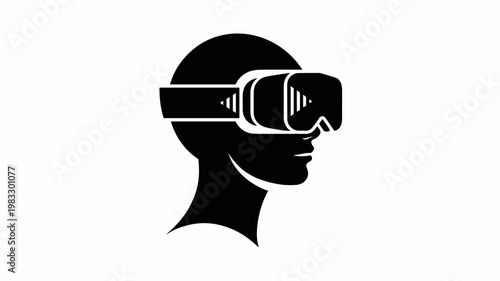 Geometric female profile with sleek VR visor – Great for high-tech research, augmented reality, or future workplace concepts.