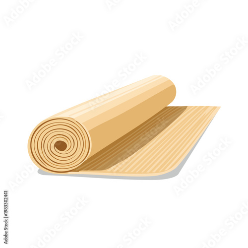 Rolled yoga mat illustration on white background isolated design