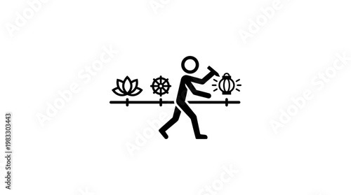 Journey of Spiritual Enlightenment Symbolic Stick Figure