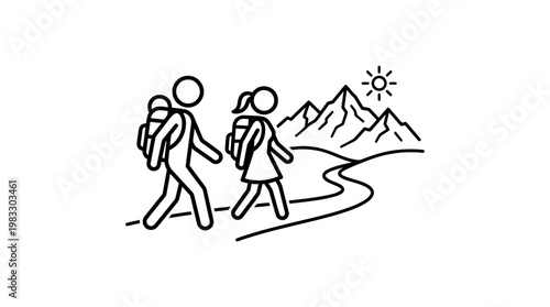 Hikers Adventure in Scenic Mountain Landscape