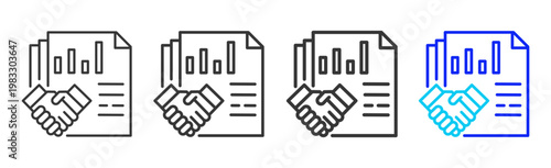 Deal Chart icon collection creative outline style finance multiple thickness variations for angel investor startup growth business investment modern vector pack