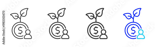 User Equity icon collection creative outline style finance multiple thickness variations for angel investor startup growth business investment modern vector pack