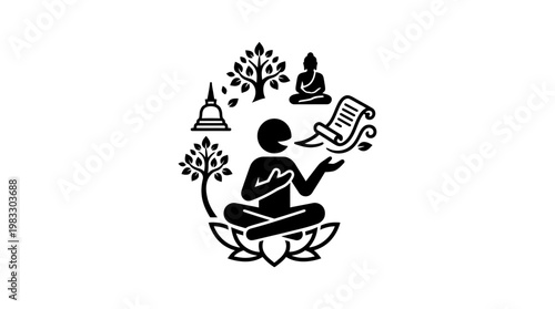 Minimalist Buddhist Symbol on White