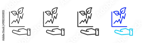 Hand Growth icon collection creative outline style finance multiple thickness variations for angel investor startup growth business investment modern vector pack