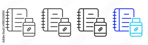 Health Notes icon collection creative outline style finance multiple thickness variations for angel investor startup growth business investment modern vector pack