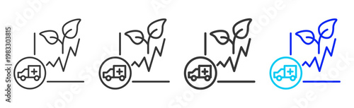 Health Chart icon collection creative outline style finance multiple thickness variations for angel investor startup growth business investment modern vector pack