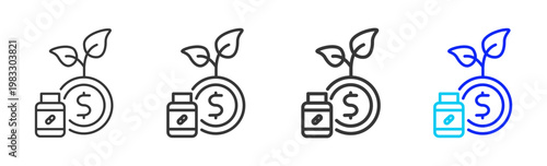 Med Money icon collection creative outline style finance multiple thickness variations for angel investor startup growth business investment modern vector pack