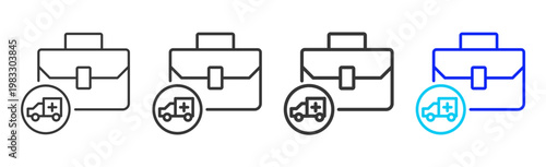Emergency Bag icon collection creative outline style finance multiple thickness variations for angel investor startup growth business investment modern vector pack