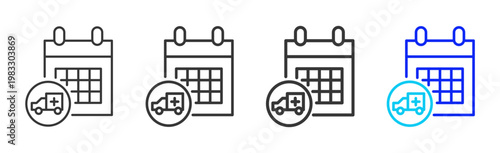 Alert Calendar icon collection creative outline style finance multiple thickness variations for angel investor startup growth business investment modern vector pack