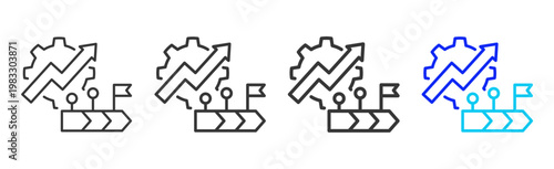 Growth Line icon collection creative outline style finance multiple thickness variations for angel investor startup growth business investment modern vector pack
