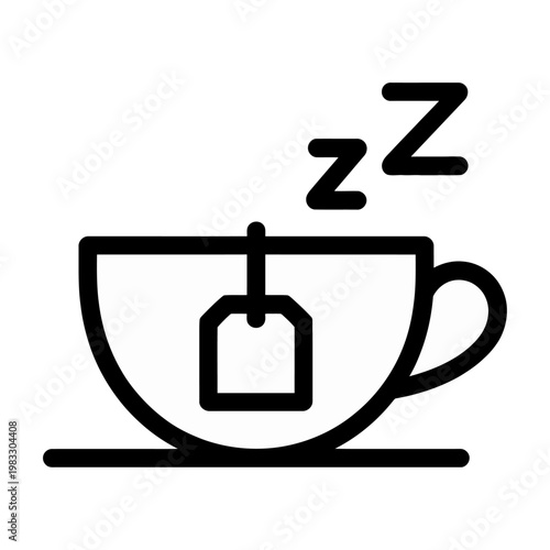 Vector of a sleepy person enjoying a cup of tea with a tea bag